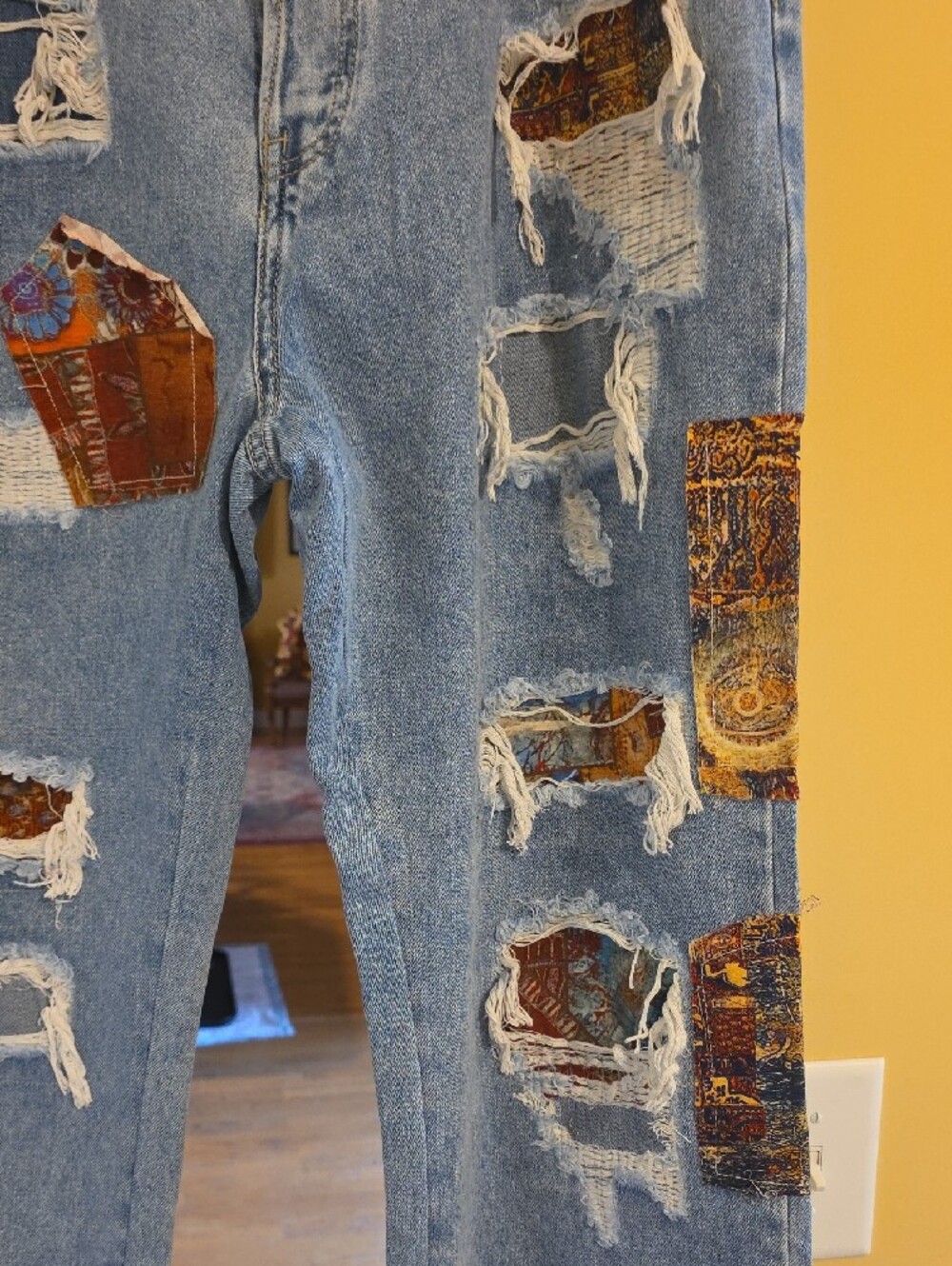 Oli & Hali Light Blue Straight-Leg Patchwork Jeans - Picture 4 of 5